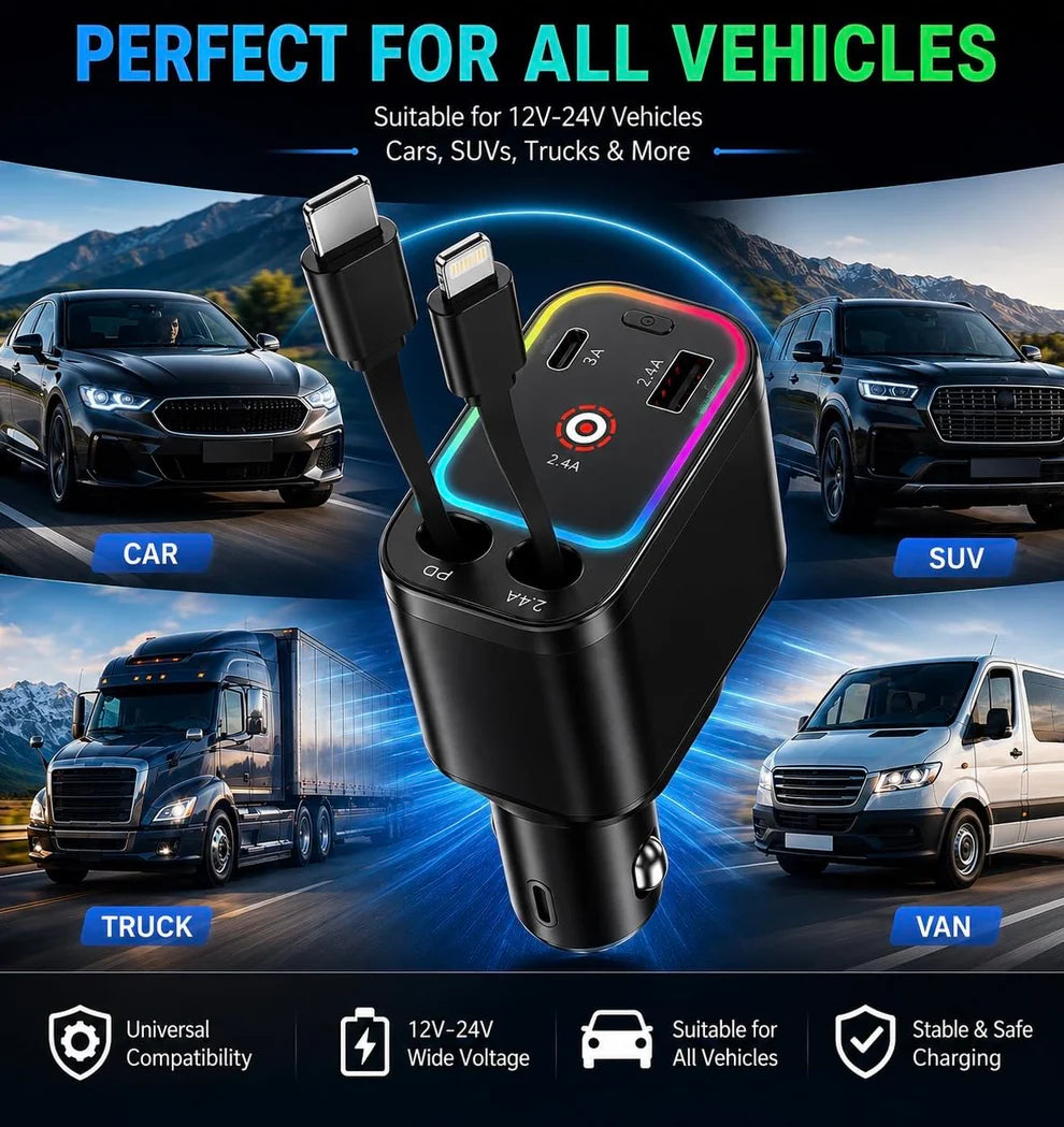 ChargeMate™ 4 in 1 Car Charger